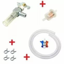CYCLINGCOLORS Kit Essence Universel Avec Filtre : Robinet M10 X 100 + Durite + Filtre + Collier Tondeuse Tracteur