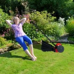 Relaxdays Tondeuse Manuelle Gazon, Avec Bac De Ramassage, Réglage Hauteur De Coupe, Largeur Découpe 29,5 Cm, Noir/rouge -Tondeuse Et Accessoires Boutique 32160021 2