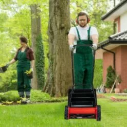 Relaxdays Tondeuse Manuelle Gazon, Avec Bac De Ramassage, Réglage Hauteur De Coupe, Largeur Découpe 29,5 Cm, Noir/rouge -Tondeuse Et Accessoires Boutique 32160021 3