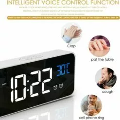 ABCRITAL Réveil Numérique Led, Réveil Numérique Horloge De Bureau Miroir Réveil De Voyage Rechargeable Usb Avec 2 Alarmes/Snooze/Température -Tondeuse Et Accessoires Boutique 36352445 5