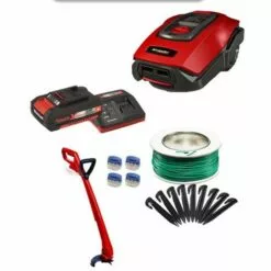 Einhell Robot Tondeuse FREELEXO 500 BT Power X-Change + Coupe Bordure GC-CT 18/25 Li P Solo (18 V, Surface 500m2, Application Bluetooth) Livré Avec Kit D'installation, Batterie 2,5Ah Et Chargeur