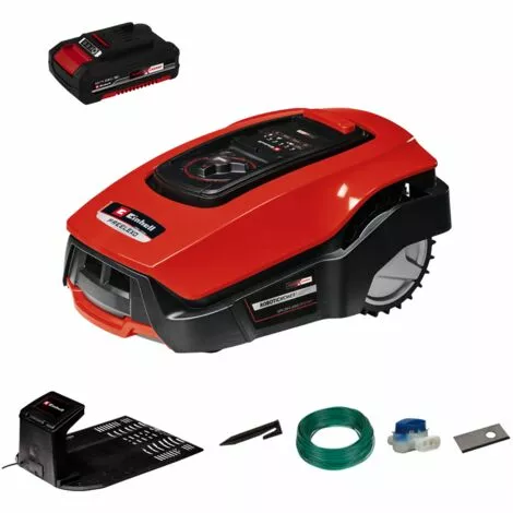 Einhell Robot Tondeuse FREELEXO 500 BT Power X-Change (18 V, 500m2, Tondeuse Multizone, Contrôle Des Applications Bluetooth, Avec Accessoires D'installation) Livré Avec Batterie 2,5 Ah + Kit D'installation 3 Einhell Robot Tondeuse FREELEXO 500 BT Power X-Change (18 V, 500m2, Tondeuse Multizone, Contrôle Des Applications Bluetooth, Avec Accessoires D'installation) Livré Avec Batterie 2,5 Ah + Kit D'installation