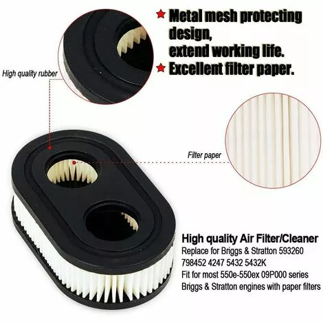 2pcs Cartouche De Nettoyage De Filtre à Air Compatible ,Betterlife Avec Briggs&Stratton 798452 593260 4247 5432 5432K Stens102-851 Moteur Lawnmower 5 2pcs Cartouche De Nettoyage De Filtre à Air Compatible ,Betterlife Avec Briggs&Stratton 798452 593260 4247 5432 5432K Stens102-851 Moteur Lawnmower – Image 3