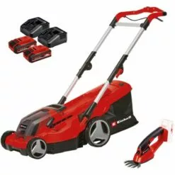 Einhell Tondeuse à Gazon Sans Fil GE-CM 36/37 Li + Cisaille à Gazon Sans Fil GE-CG 18/1 Li Power X-Change (18 V, Largeur De Coupe 37 Cm) Livré Avec 2 Batteries 3,0 Ah Et 2 Chargeurs)