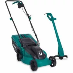 VONROC Set Tondeuse à Gazon 1300W Largeur De Coupe 32cm – Débroussailleuse 300W Diamètre De Coupe Ø230mm