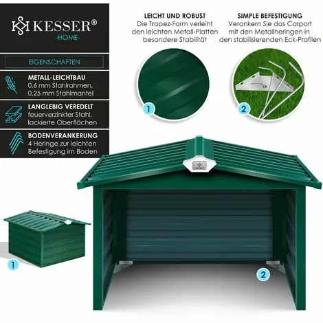 KESSER® Toit à Deux versants De Garage Pour Tondeuse | Toiture | Carport | Abri En Métal Pour Tondeuse à Gazon, Robot à Gazon, Tondeuse Automatique De Jardin | Résistant Aux Intempéries | Garage Pour Tondeuse Robot Avec Matériel De Montage, Vert 4 KESSER® Toit à Deux versants De Garage Pour Tondeuse | Toiture | Carport | Abri En Métal Pour Tondeuse à Gazon, Robot à Gazon, Tondeuse Automatique De Jardin | Résistant Aux Intempéries | Garage Pour Tondeuse Robot Avec Matériel De Montage, Vert – Image 2