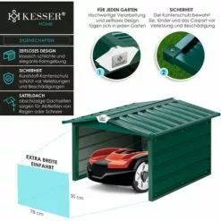 KESSER® Toit à Deux versants De Garage Pour Tondeuse | Toiture | Carport | Abri En Métal Pour Tondeuse à Gazon, Robot à Gazon, Tondeuse Automatique De Jardin | Résistant Aux Intempéries | Garage Pour Tondeuse Robot Avec Matériel De Montage, Vert 9 KESSER® Toit à Deux versants De Garage Pour Tondeuse | Toiture | Carport | Abri En Métal Pour Tondeuse à Gazon, Robot à Gazon, Tondeuse Automatique De Jardin | Résistant Aux Intempéries | Garage Pour Tondeuse Robot Avec Matériel De Montage, Vert -Tondeuse Et Accessoires Boutique 54941672 3