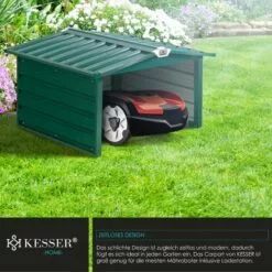 KESSER® Toit à Deux versants De Garage Pour Tondeuse | Toiture | Carport | Abri En Métal Pour Tondeuse à Gazon, Robot à Gazon, Tondeuse Automatique De Jardin | Résistant Aux Intempéries | Garage Pour Tondeuse Robot Avec Matériel De Montage, Vert 11 KESSER® Toit à Deux versants De Garage Pour Tondeuse | Toiture | Carport | Abri En Métal Pour Tondeuse à Gazon, Robot à Gazon, Tondeuse Automatique De Jardin | Résistant Aux Intempéries | Garage Pour Tondeuse Robot Avec Matériel De Montage, Vert -Tondeuse Et Accessoires Boutique 54941672 5
