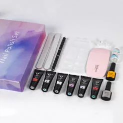 LIFCAUSAL 14 Pièces Poly Nail Gel Extension Kit Nail Gel UV LED Nail Lampe Faux Ongles Gel Vernis À Ongles Ensemble Avec Nail Art Manucure Outil Ensemble