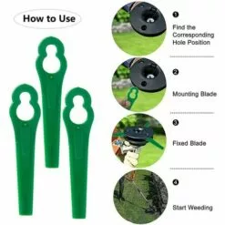 HKLFFJA 120pcs Lames En Plastique De Rechange Pour Coupe Bordure Lame De Tondeuse à Gazon Lames Pour Débroussailleuse Sans Fil Lames De Coupe De Remplacement Pour Jardin Pelouse (Vert) -Tondeuse Et Accessoires Boutique 57020312 4