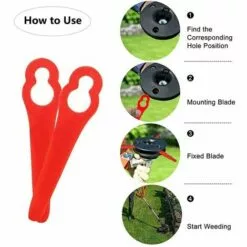 HKLFFJA 120pcs Lames En Plastique De Rechange Pour Coupe Bordure Lame De Tondeuse à Gazon Lames Pour Débroussailleuse Sans Fil Lames De Coupe De Remplacement Pour Jardin Pelouse (Vert) -Tondeuse Et Accessoires Boutique 57020433 4