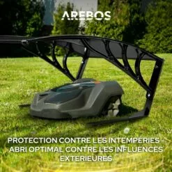 AREBOS AREBOS Garage De Tondeuse Robot | Abri Pour Robot | Taille 102 X 79 X 46 Cm | Résistant Aux Intempéries + Protection UV | Avec Pieds En Métal | Matériel De Montage Inclus Noir - Noir -Tondeuse Et Accessoires Boutique 57050257 5