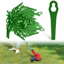 FVBJD Lames En Plastique De Rechange Pour Coupe-Bordures, 100 Lames De Rechange En Plastique Lames Plastique Lames De Tondeuse Pour Jardin Pelouse Tondeuse Accessoires(Vert)
