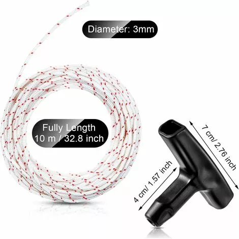 OUSUDELA Corde De Démarrage De 10 M - 3 Mm - Avec 3 Poignées - Pour Tondeuse à Gazon, Tronçonneuse, Débroussailleuse, Pièces De Moteur 4 OUSUDELA Corde De Démarrage De 10 M - 3 Mm - Avec 3 Poignées - Pour Tondeuse à Gazon, Tronçonneuse, Débroussailleuse, Pièces De Moteur – Image 2