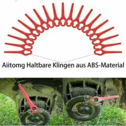 FVBJD 30 Pièces Lames En Plastique, Lames De Coupe En Plastique, Lidl Florabest Edge Cutter Blade Pour Pelouse Coupe Bordures(La Couleur Rouge) -Tondeuse Et Accessoires Boutique 61286942 3