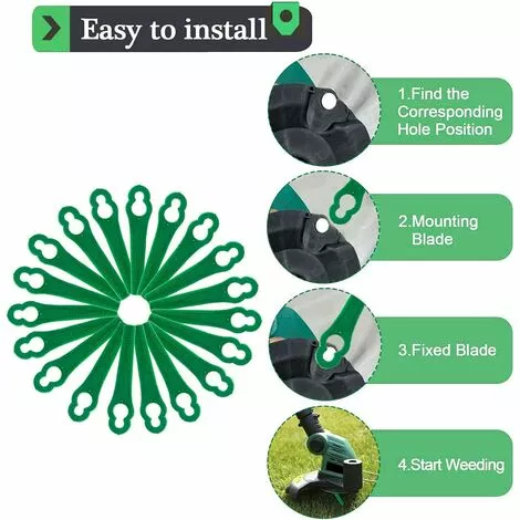 MINKUROW 100 Pièces Lames De Rechange BBC En Plastique, Lames De Coupe Pour Tondeuse à Gazon Et Jardin (vert) 5 MINKUROW 100 Pièces Lames De Rechange BBC En Plastique, Lames De Coupe Pour Tondeuse à Gazon Et Jardin (vert) – Image 3