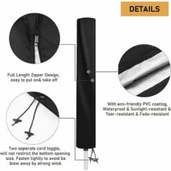 PESCE Housse De Protection Pour Séchoirs Parapluie , Tissu Oxford 420D Housse Étanche De Pour Séchoir De Jardins Cordes à Linge Rotatives, Ronde, 160x15x15cm (Noir) -Tondeuse Et Accessoires Boutique 66263925 4