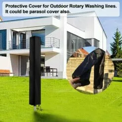 PESCE Housse De Protection Pour Séchoirs Parapluie , Tissu Oxford 420D Housse Étanche De Pour Séchoir De Jardins Cordes à Linge Rotatives, Ronde, 160x15x15cm (Noir) -Tondeuse Et Accessoires Boutique 66263925 5